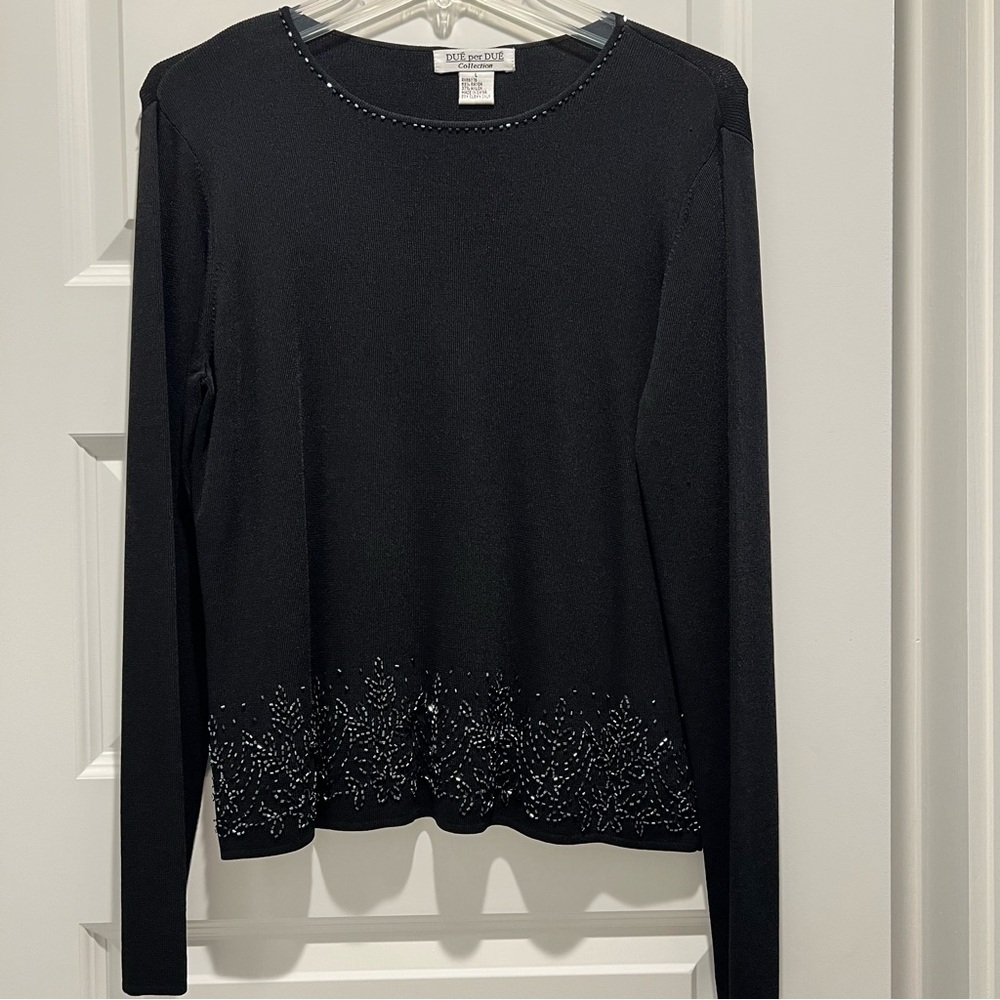Dué per Dué Beaded Black sweater Size L